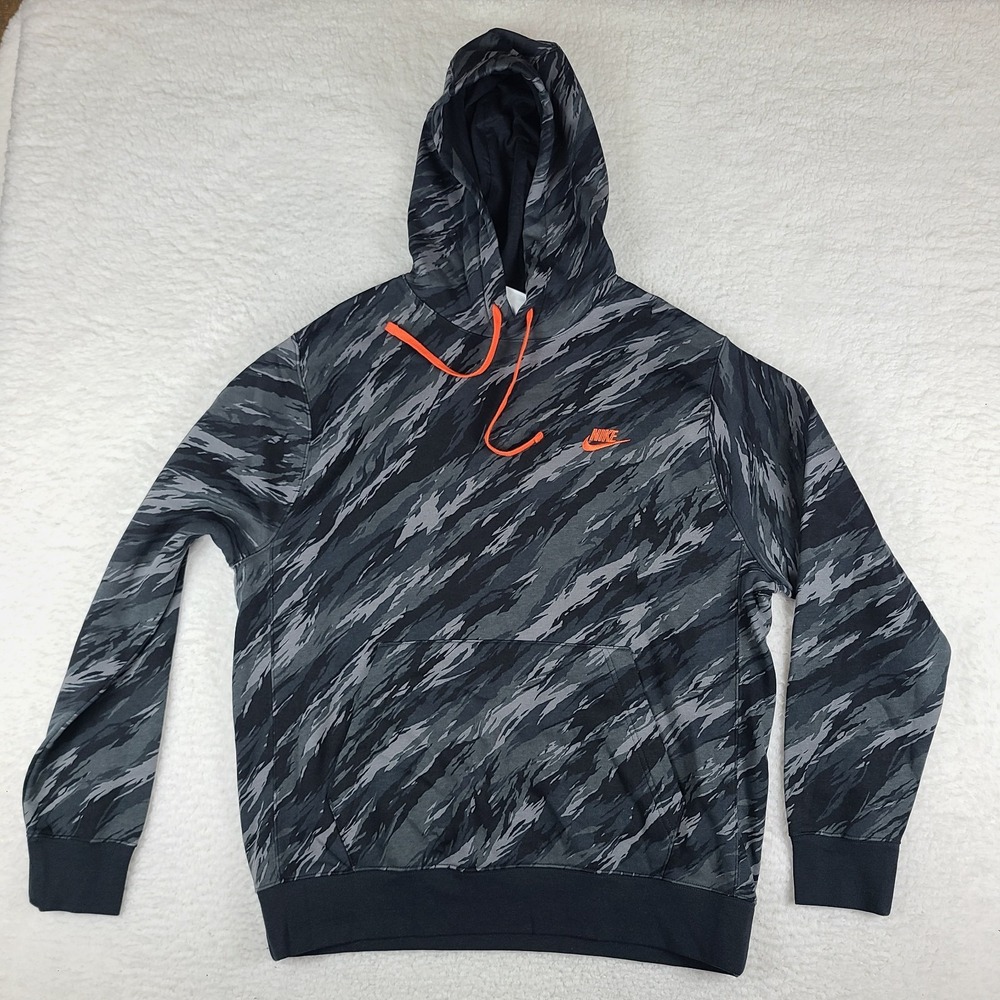 Nike Hoodie Mens Large Black Gray Geometric Sweater Activewear DD5126-010
